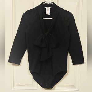 Wolford black tie neck bodysuit 3/4 sleeve  women size M